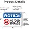 Signmission No Food Storage Sign With Symbol, 7 in W x Rectangle, Vinyl Decal OS-2PACK-NS-D-57-L-14624 - alternate 6